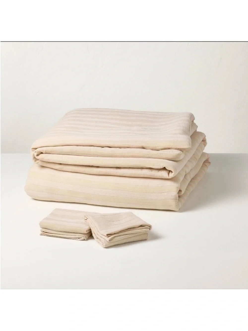NWT 3pc King Tonal Stripe Comforter Set Tan - Hearth & Hand with Magnolia